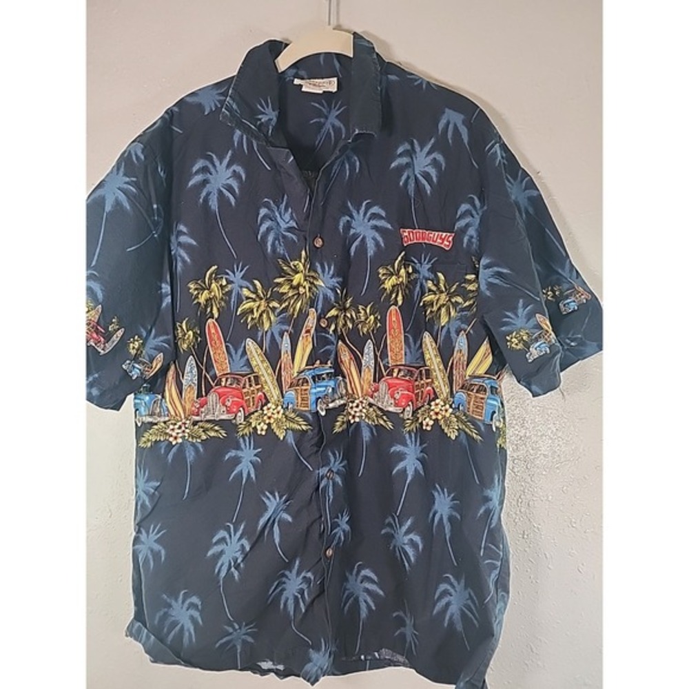 Vintage‎ Pacific Legend Hawaiian Shirt Mens XLarge Cars Surf Boards USA Goodguys